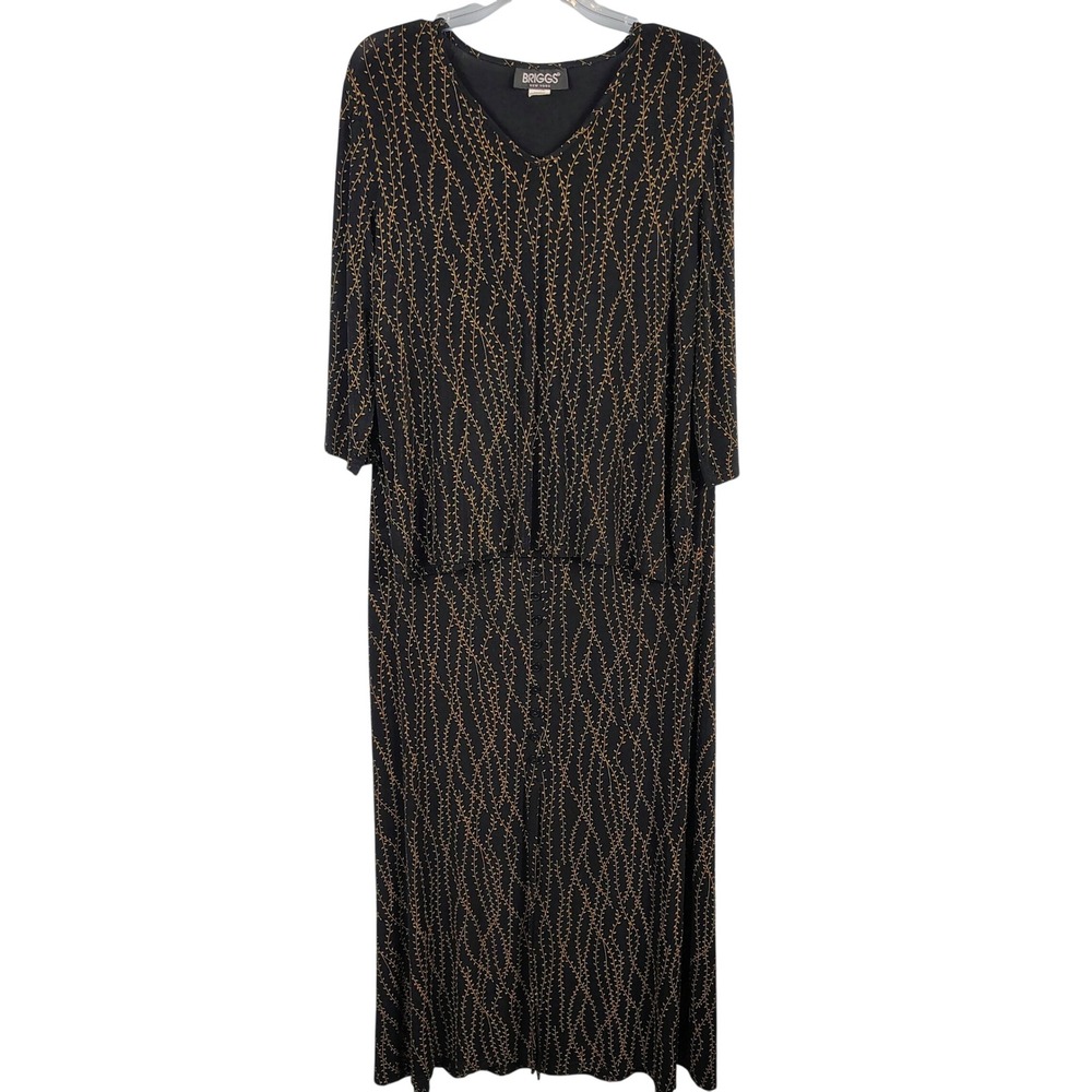 Briggs Womens 1XL 2pc Tunic Skirt Set Black Gold Vine Whimsigoth Corporate Goth